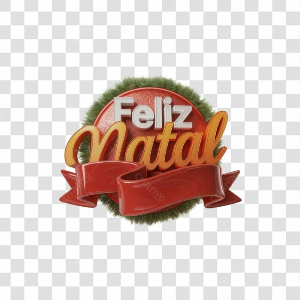 Selo 3D Render Feliz Natal Elemento Ícone Psd Png
