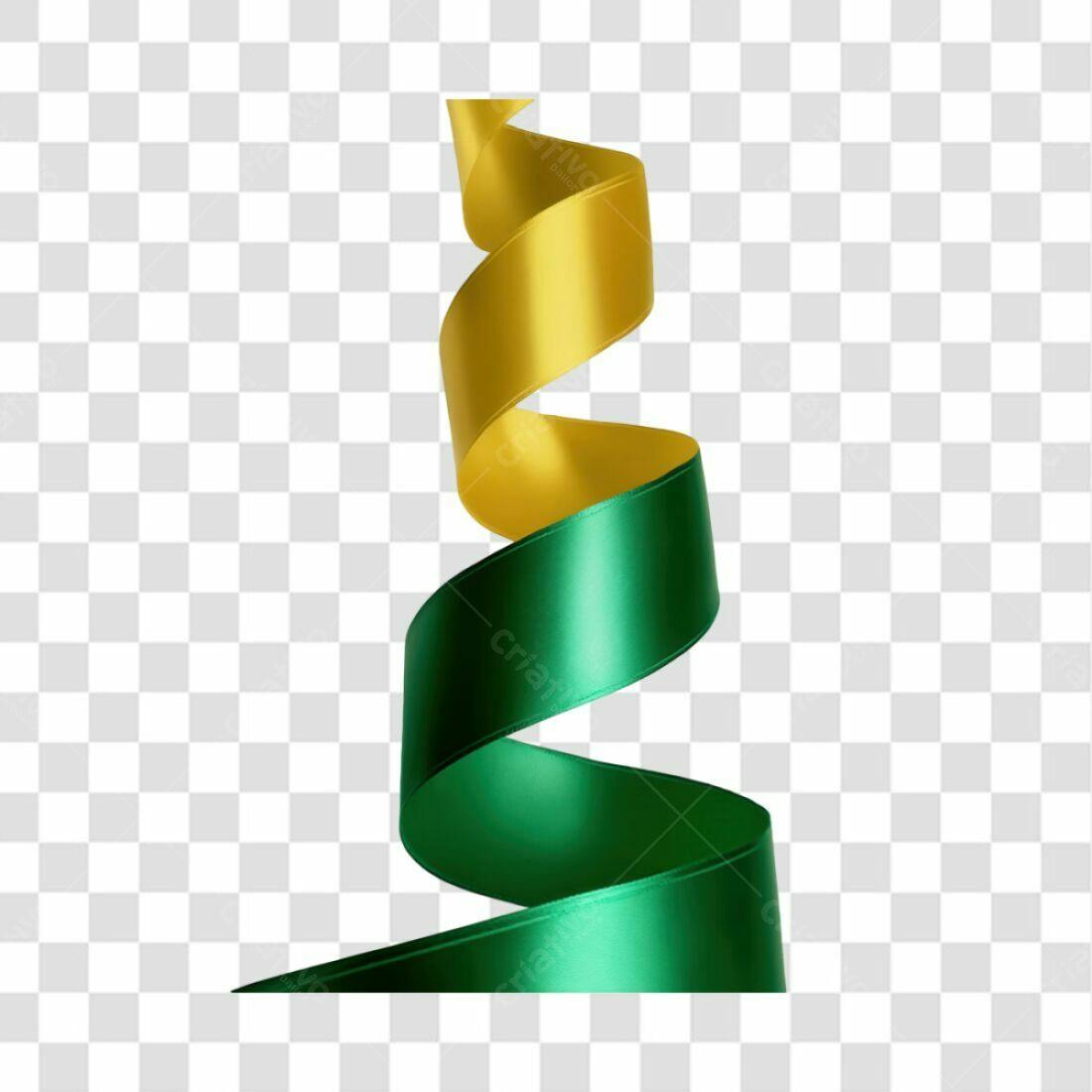 Fita Decorativa Verde e Dourada PNG com fundo transparente