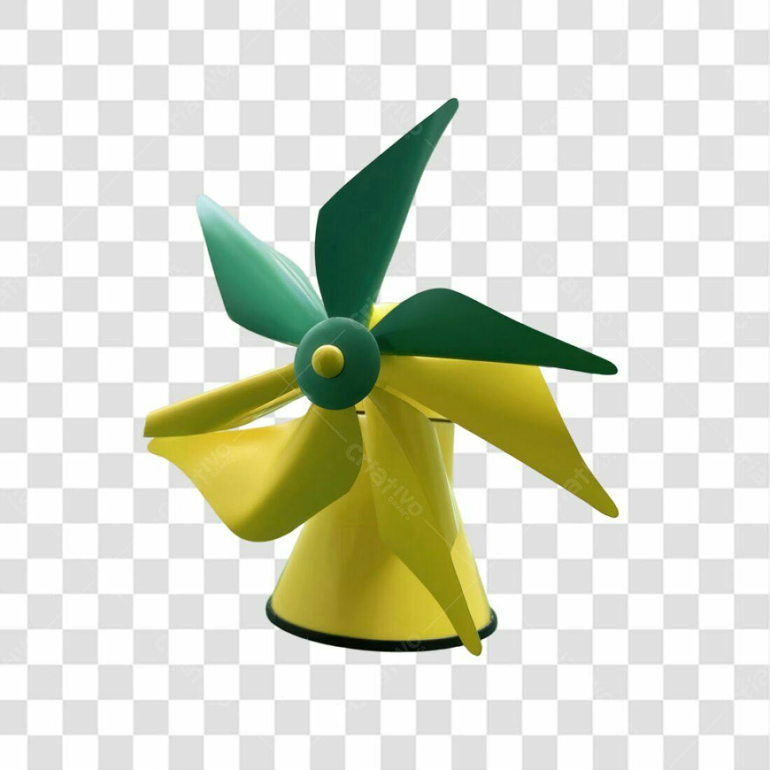 Icone Moinho de Vento Amarelo e Verde PNG com fundo transparente