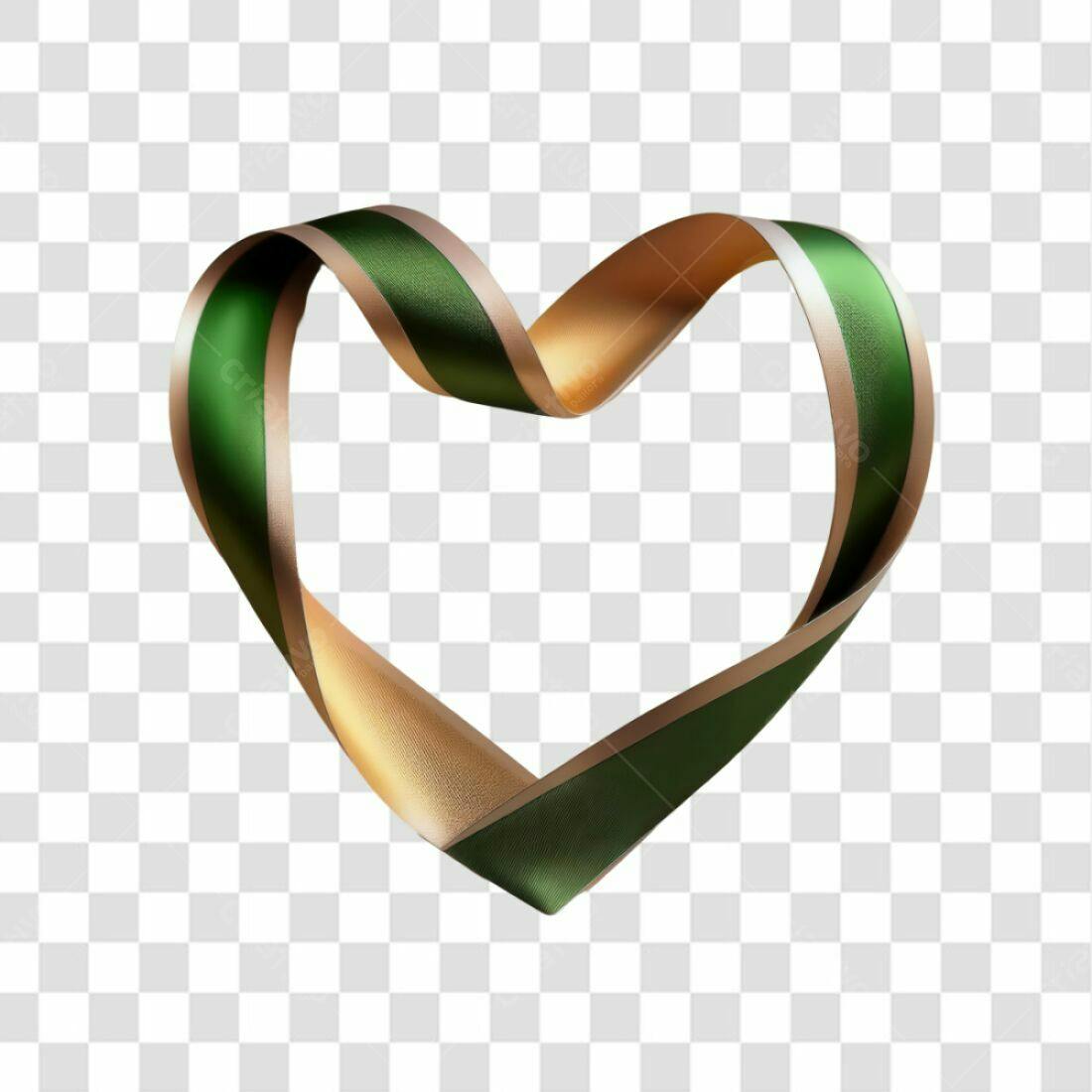 Icone Dia dos Namorados Verde e Dourado PNG com fundo transparente