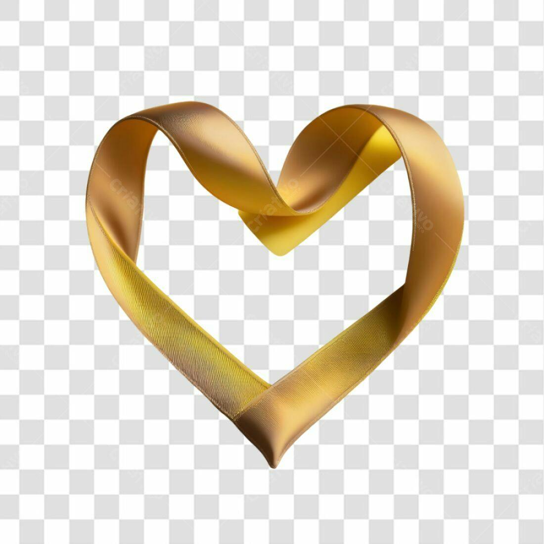 Icone Dia dos Namorados Coração Dourado PNG com fundo transparente