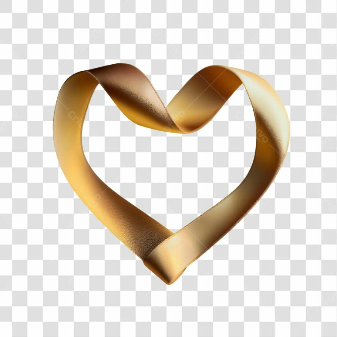 Icone Dia dos Namorados Coração Dourado PNG com fundo transparente