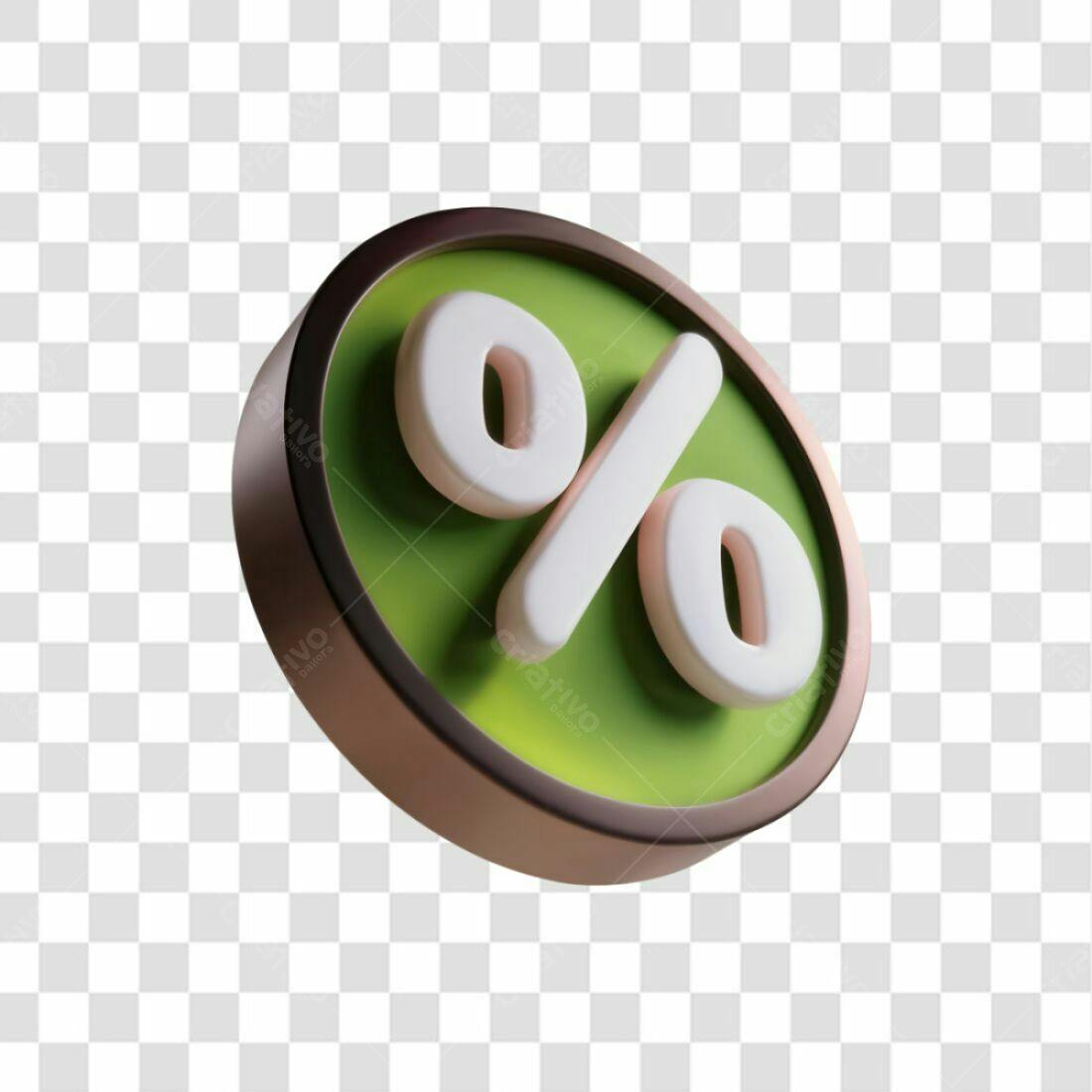 Icone de Porcentagem Verde e Branco PNG com fundo transparente