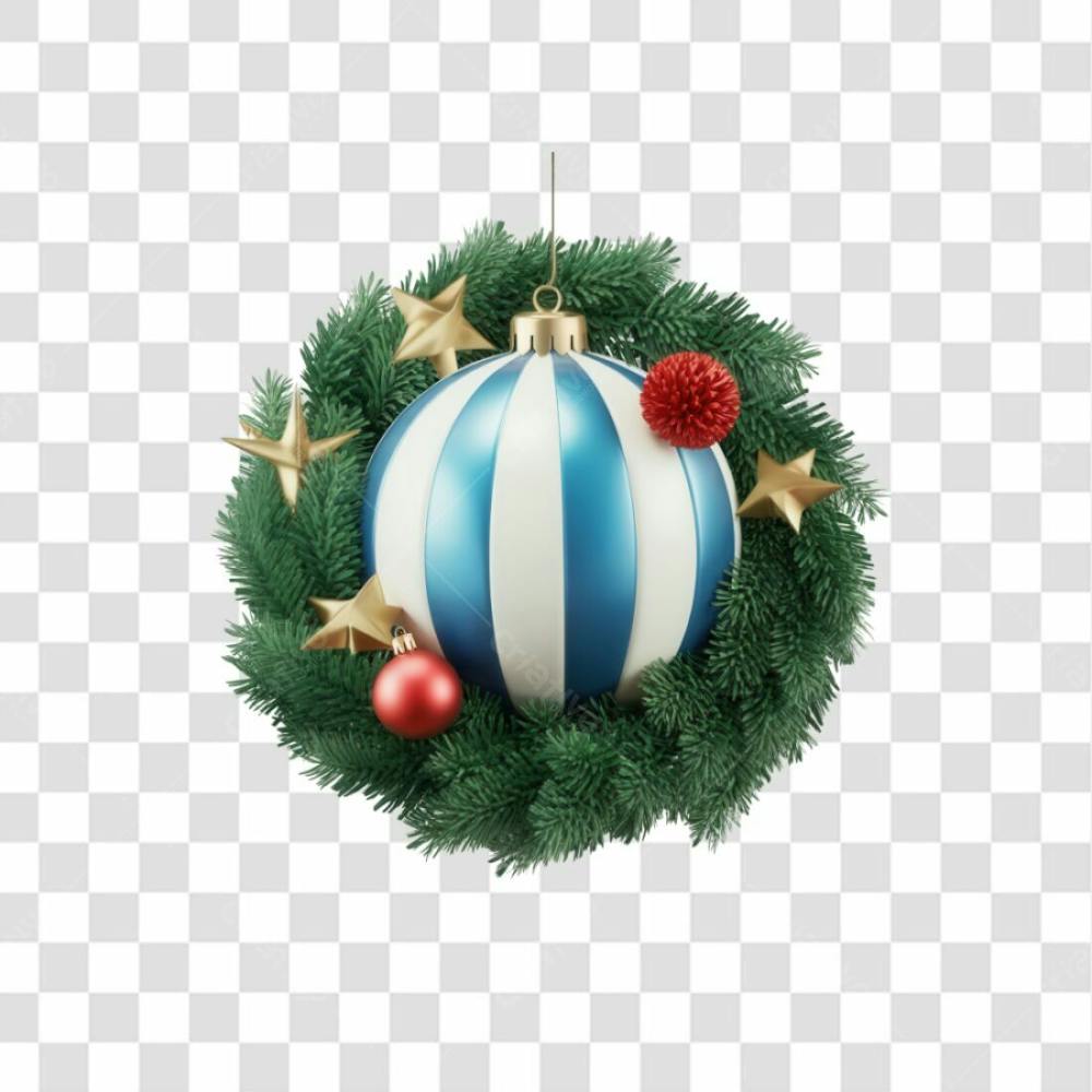 Selo 3D Render Guirlanda Bola Natal Elemento Ícone Psd Png