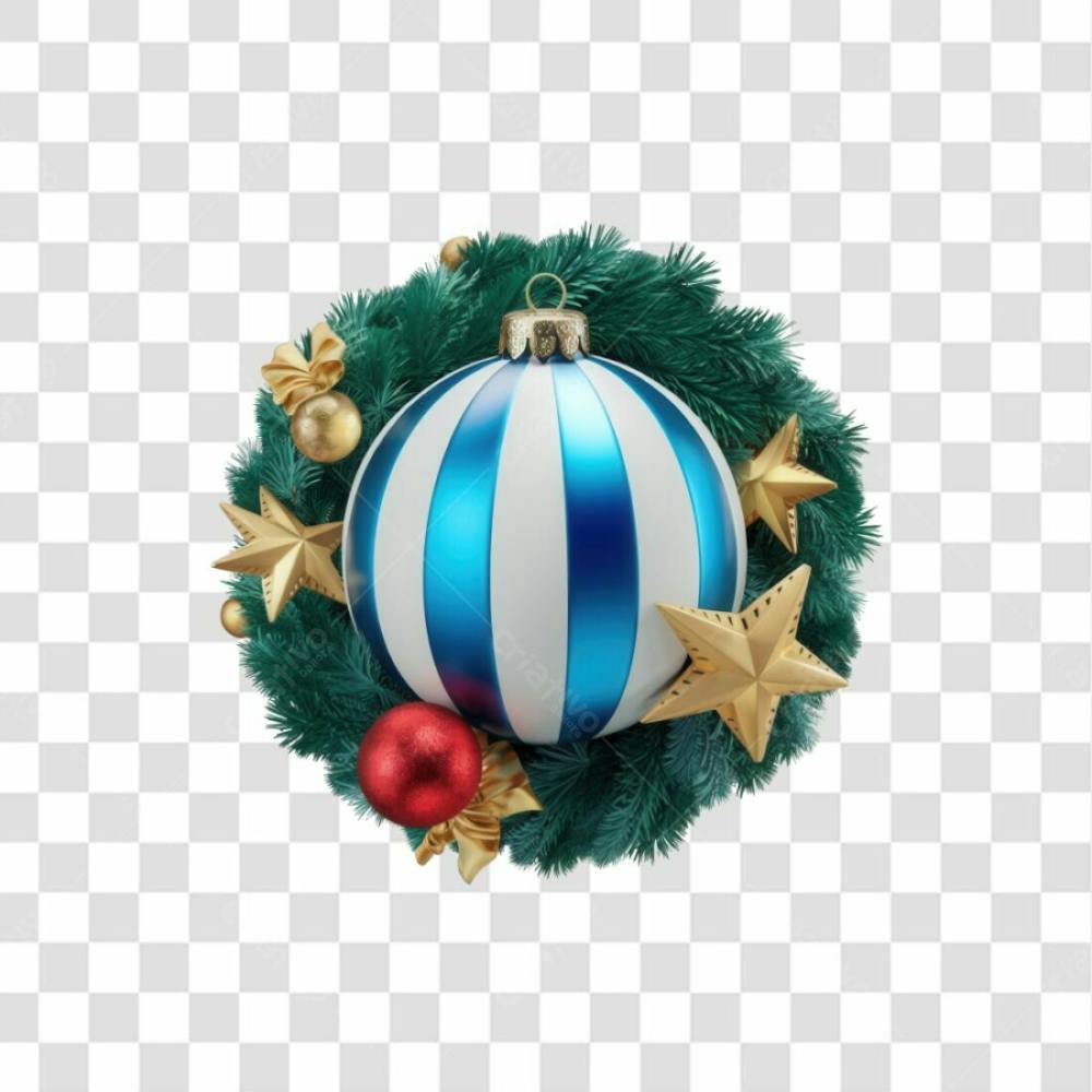 Selo 3D Render Guirlanda Bola Natal Elemento Ícone Psd Png