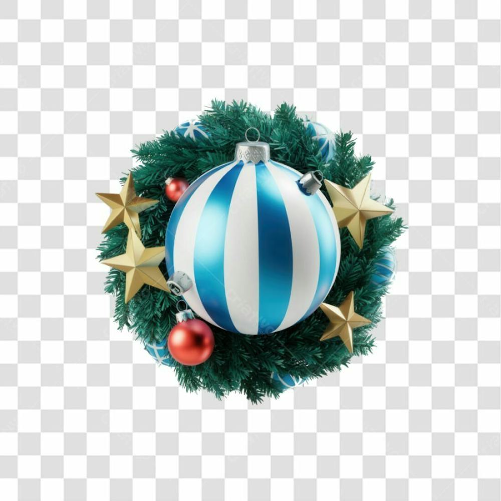 Selo 3D Render Guirlanda Bola Natal Elemento Ícone Psd Png