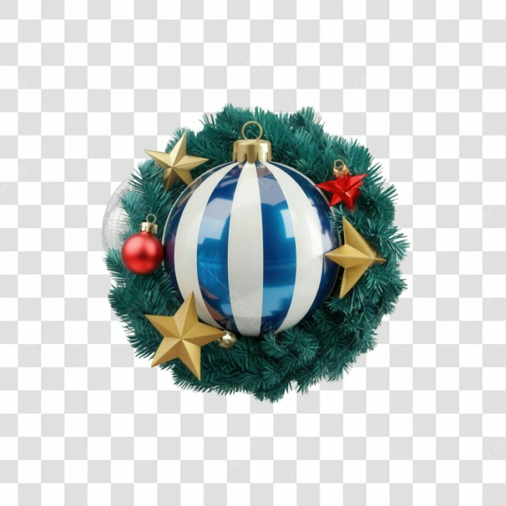 Selo 3D Render Guirlanda Bola Natal Elemento Ícone Psd Png