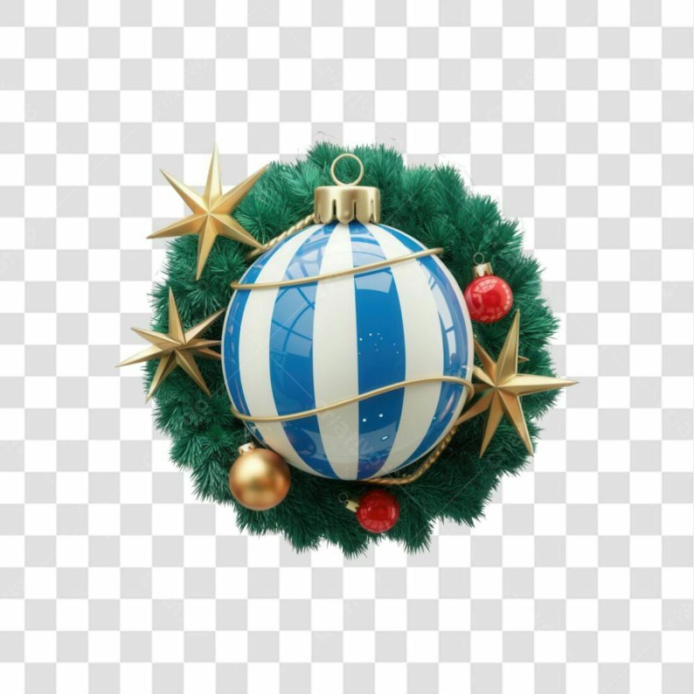 Selo 3D Render Guirlanda Bola Natal Elemento Ícone Psd Png