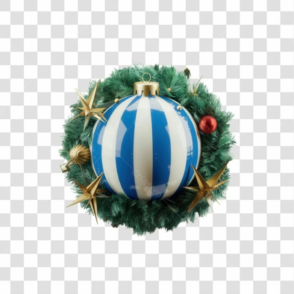 Selo 3D Render Guirlanda Bola Natal Elemento Ícone Psd Png