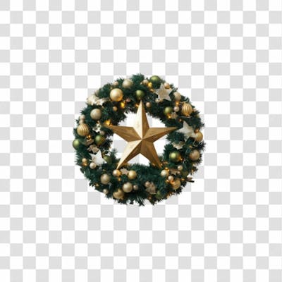 Selo 3D Render Guirlanda Estrela Natal Elemento Ícone Psd Png