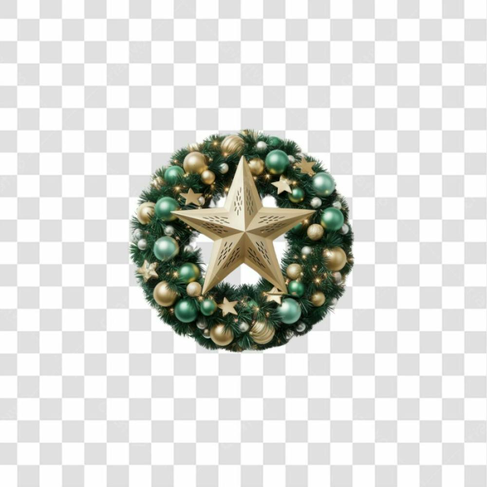 Selo 3D Render Guirlanda Estrela Natal Elemento Ícone Psd Png