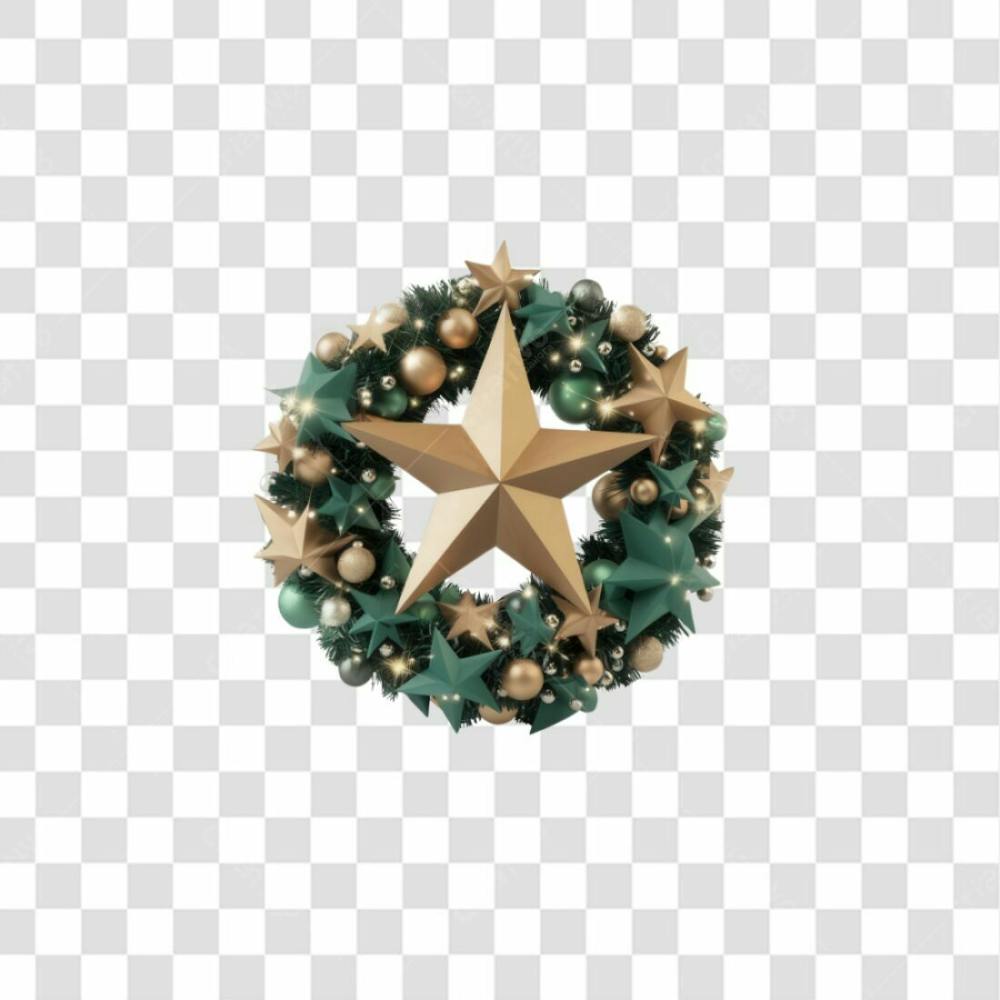 Selo 3D Render Guirlanda Estrela Natal Elemento Ícone Psd Png