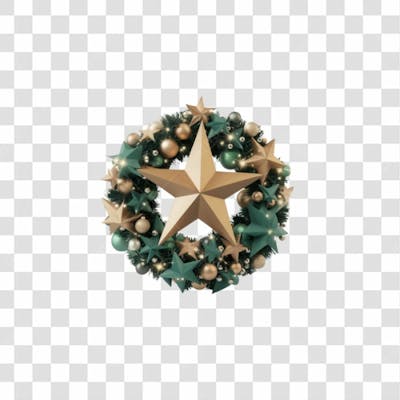 Selo 3D Render Guirlanda Estrela Natal Elemento Ícone Psd Png