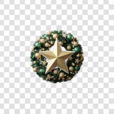 Selo 3D Render Guirlanda Estrela Natal Elemento Ícone Psd Png