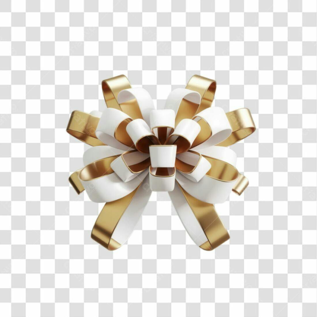 Icone Laço de Fita Ouro e Branco PNG com fundo transparente