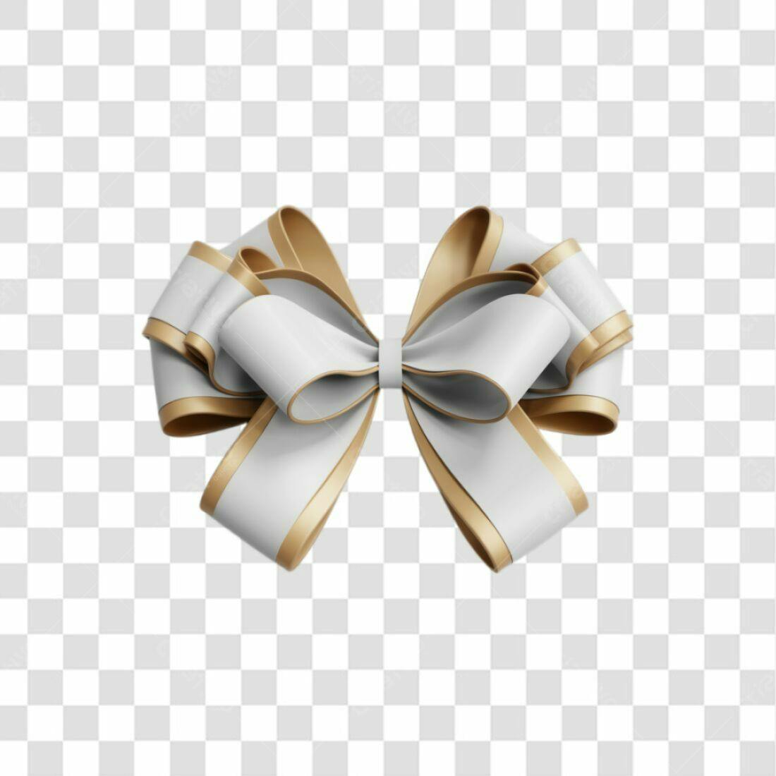 Icone Laço de Fita Branco e Dourado PNG com fundo transparente