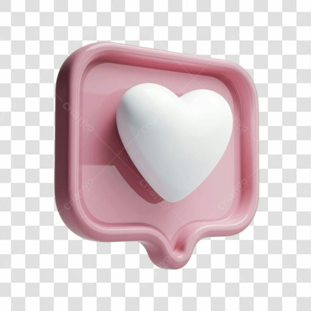 Selo 3D Render Like Coração Curtida Elemento Ícone Psd Png