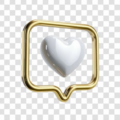 Selo 3D Render Like Coração Curtida Elemento Ícone Psd Png