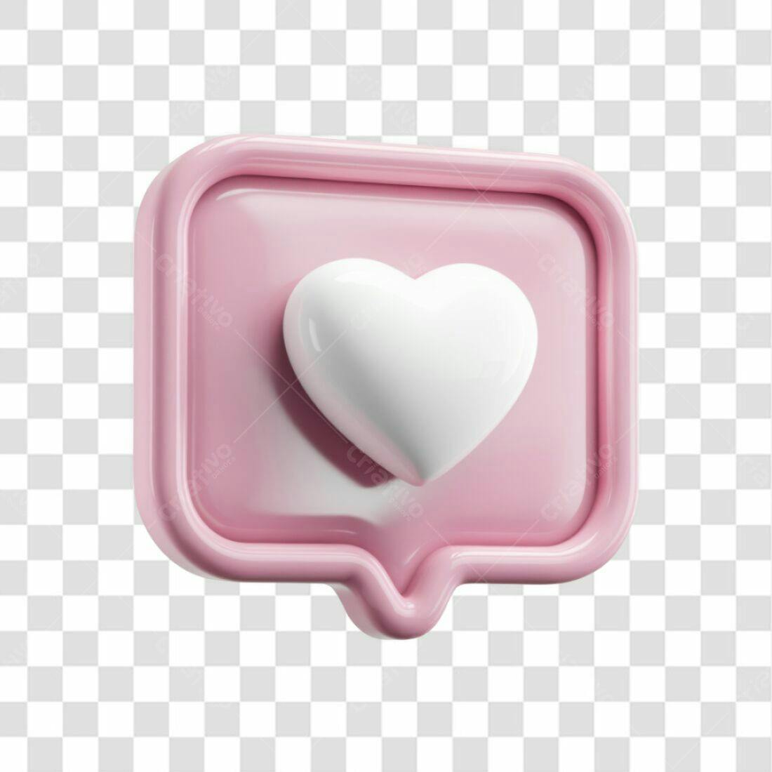 Ícone Coração Rosa e Branco PNG com fundo transparente