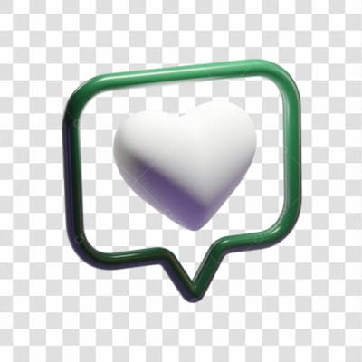 Selo 3D Render Like Coração Curtida Elemento Ícone Psd Png