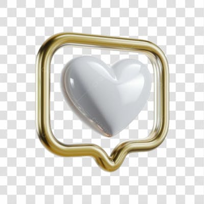 Selo 3D Render Like Coração Curtida Elemento Ícone Psd Png