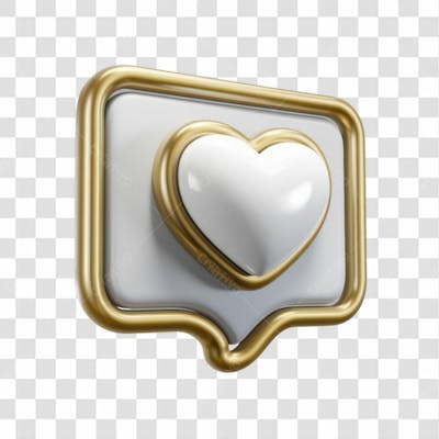 Selo 3D Render Like Coração Curtida Elemento Ícone Psd Png