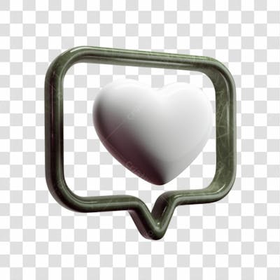 Selo 3D Render Like Coração Curtida Elemento Ícone Psd Png
