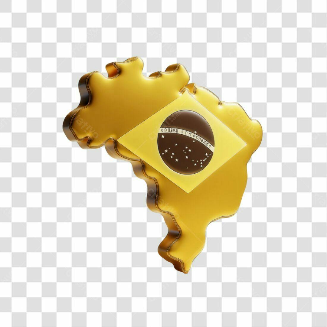 Icone Brasil mapa dourado PNG com fundo transparente
