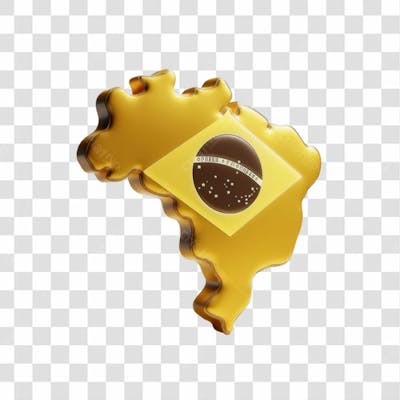 Selo 3D Render Mapa Brasil Bandeira Elemento Ícone Psd Png
