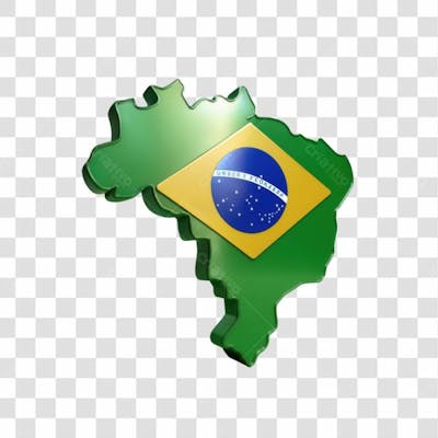 Selo 3D Render Mapa Brasil Bandeira Elemento Ícone Psd Png