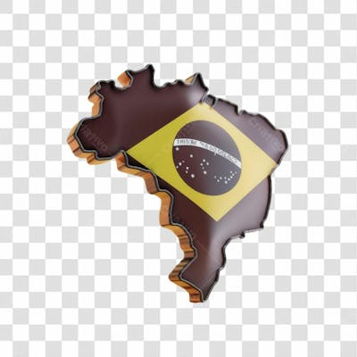 Selo 3D Render Mapa Brasil Bandeira Elemento Ícone Psd Png