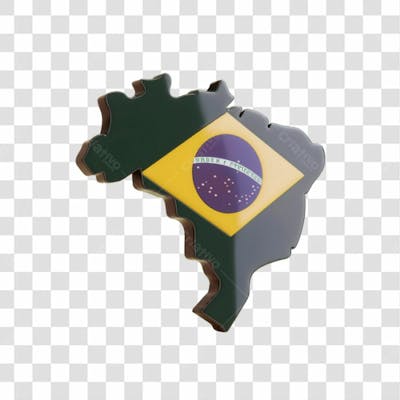 Selo 3D Render Mapa Brasil Bandeira Elemento Ícone Psd Png