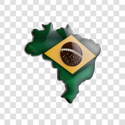 Selo 3D Render Mapa Brasil Bandeira Elemento Ícone Psd Png