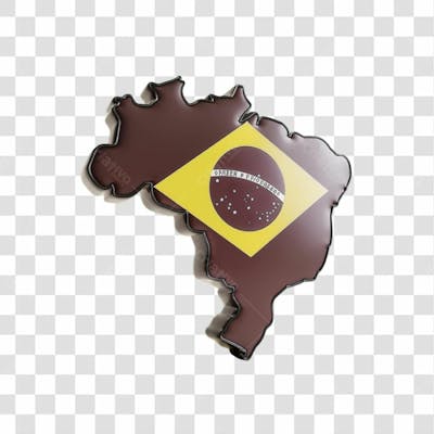Selo 3D Render Mapa Brasil Bandeira Elemento Ícone Psd Png