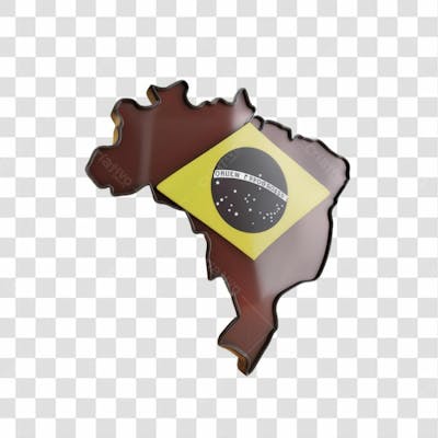 Selo 3D Render Mapa Brasil Bandeira Elemento Ícone Psd Png