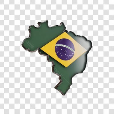 Selo 3D Render Mapa Brasil Bandeira Elemento Ícone Psd Png
