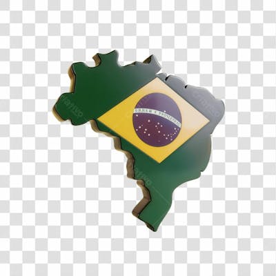 Selo 3D Render Mapa Brasil Bandeira Elemento Ícone Psd Png