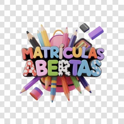 Selo 3D Render Matrículas Abertas Elemento Ícone Psd Png