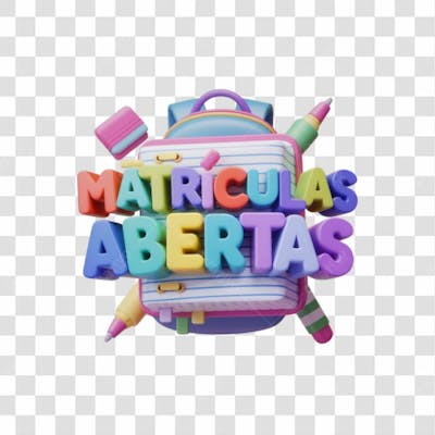Selo 3D Render Matrículas Abertas Elemento Ícone Psd Png