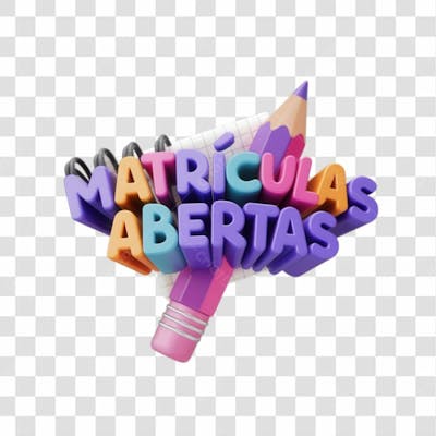 Selo 3D Render Matrículas Abertas Elemento Ícone Psd Png