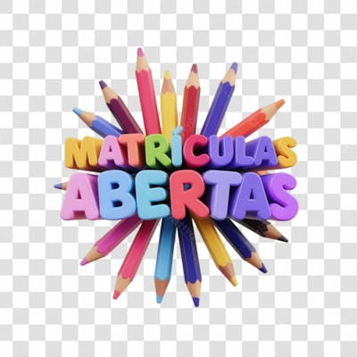 Selo 3D Render Matrículas Abertas Elemento Ícone Psd Png