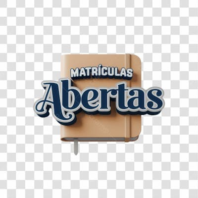 Selo 3D Render Matrículas Abertas Elemento Ícone Psd Png