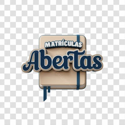 Selo 3D Render Matrículas Abertas Elemento Ícone Psd Png