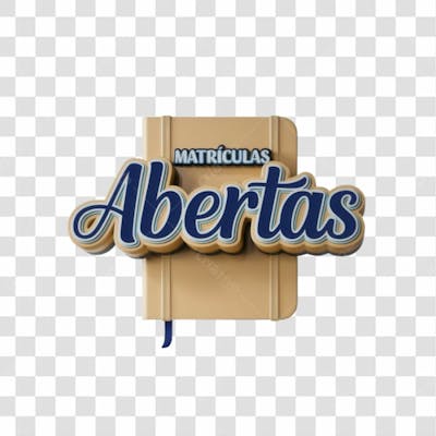 Selo 3D Render Matrículas Abertas Elemento Ícone Psd Png
