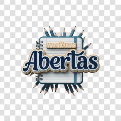 Selo 3D Render Matrículas Abertas Elemento Ícone Psd Png