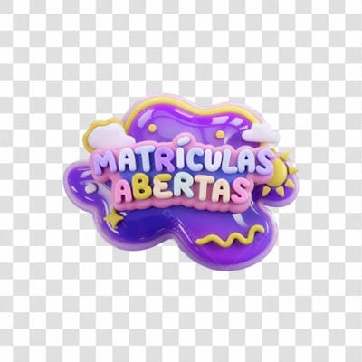 Selo 3D Render Matrículas Abertas Elemento Ícone Psd Png