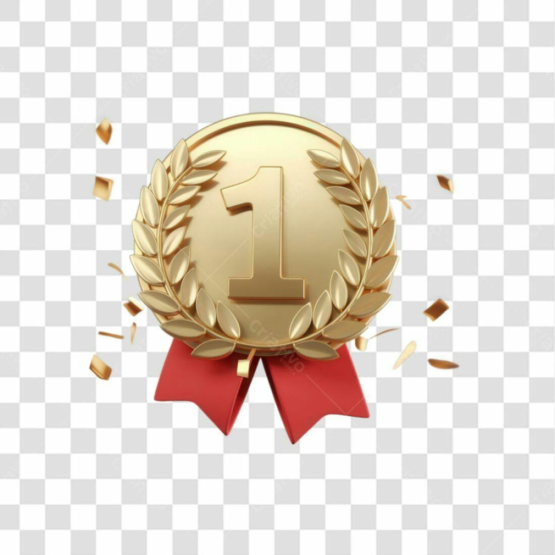 Icone Medalha de Ouro com Louros PNG com fundo transparente