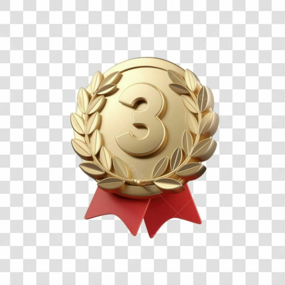 Selo 3D Render Medalha De Ouro Elemento Ícone Psd Png