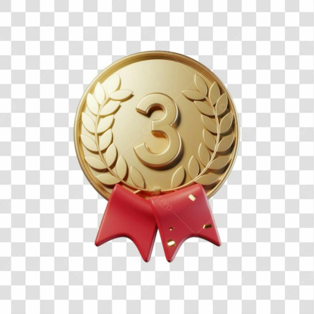 Selo 3D Render Medalha De Ouro Elemento Ícone Psd Png