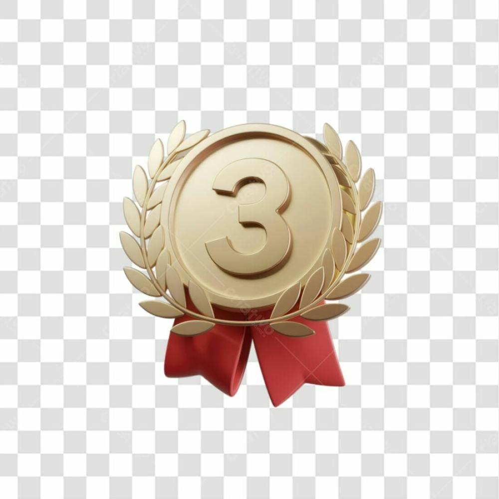 Selo 3D Render Medalha De Ouro Elemento Ícone Psd Png